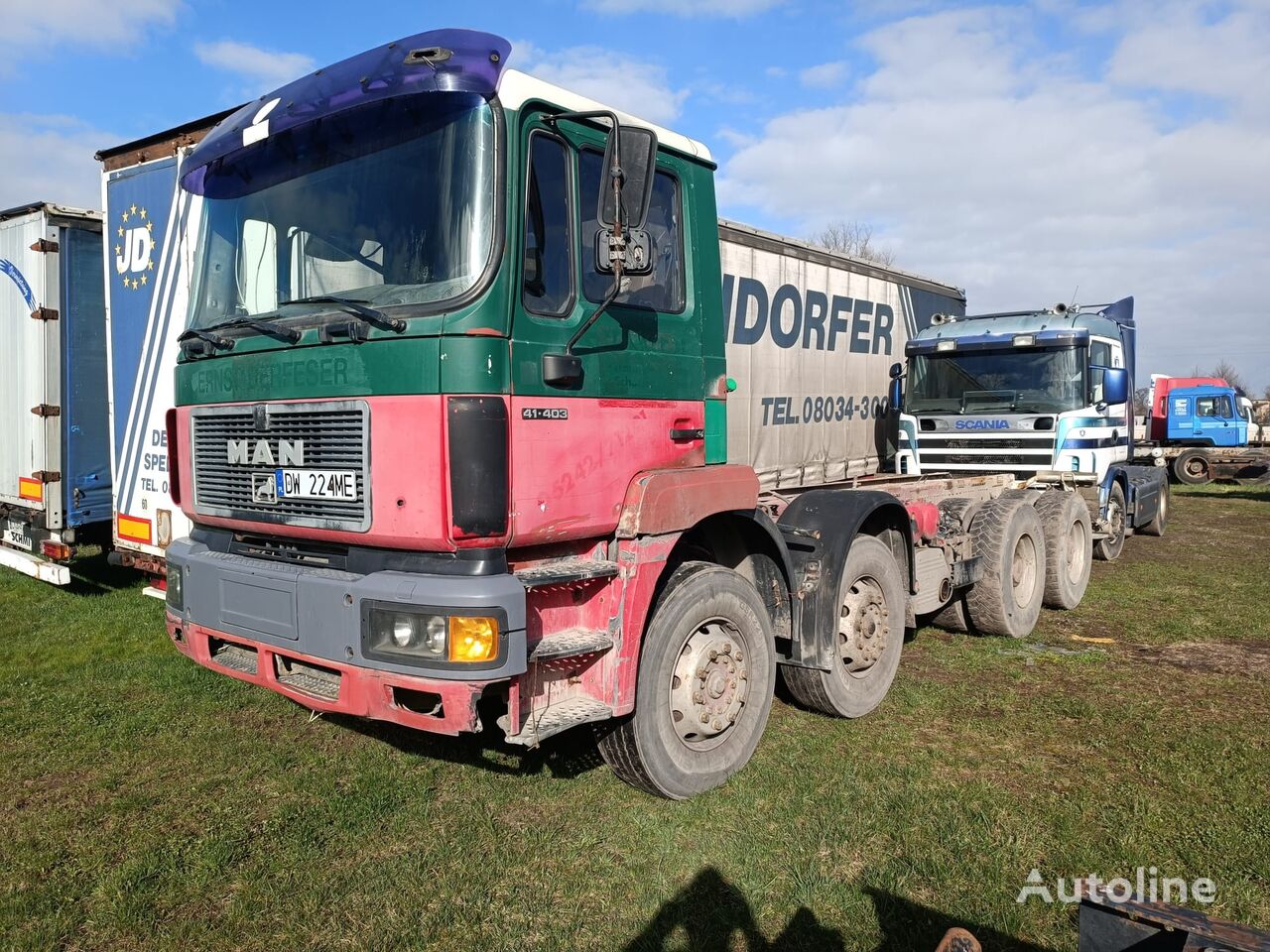 camion châssis MAN 41.403, 8x4, ZF, FULL SPRING